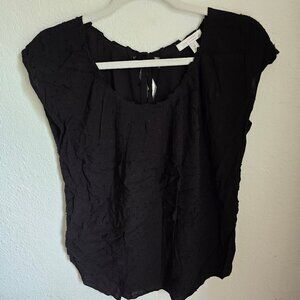 LC Lauren Conrad Cotton Tie Back Black Sleeveless Blouse Size Medium